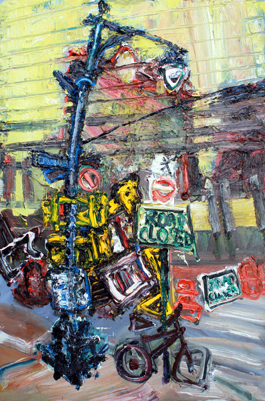 Barclay and W Broadway NY, Oil on Canvas